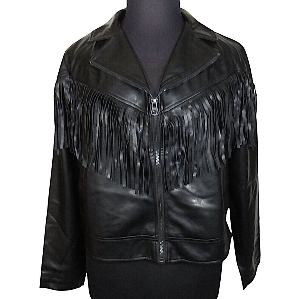 Torrid Black Faux Leather Fringe Moto Jacket Plus Size 2X